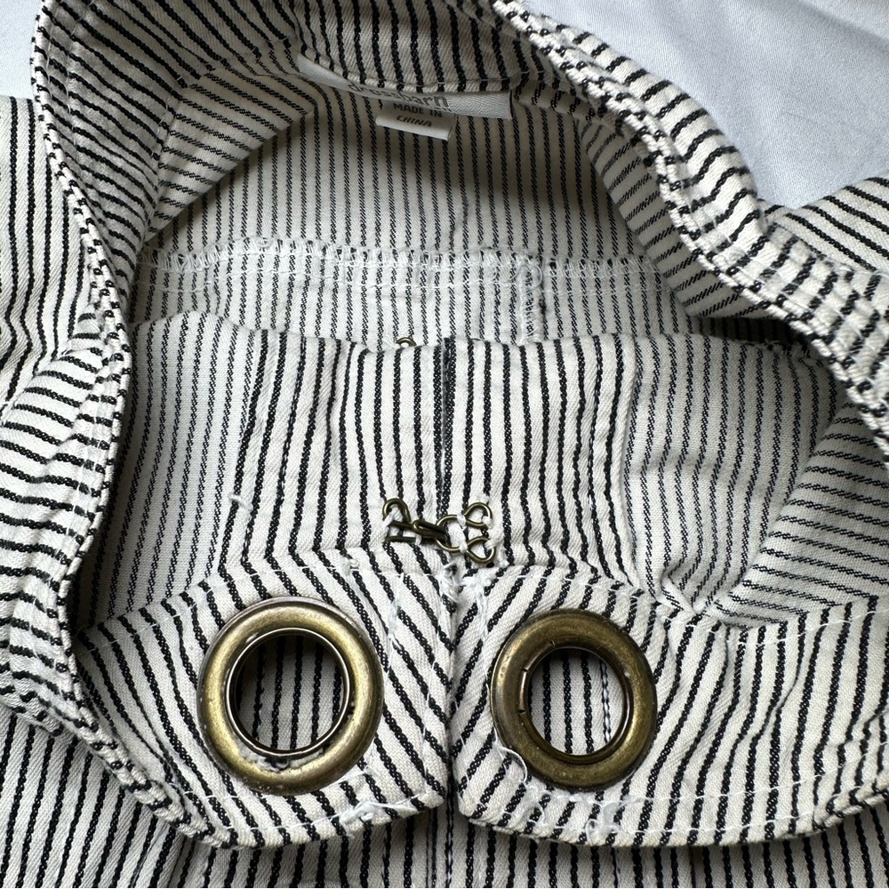 Womens Black Striped Blazer Jacket Size 14 16 Boho Grommet Bow Y2K Whimsigoth - Picture 13 of 14